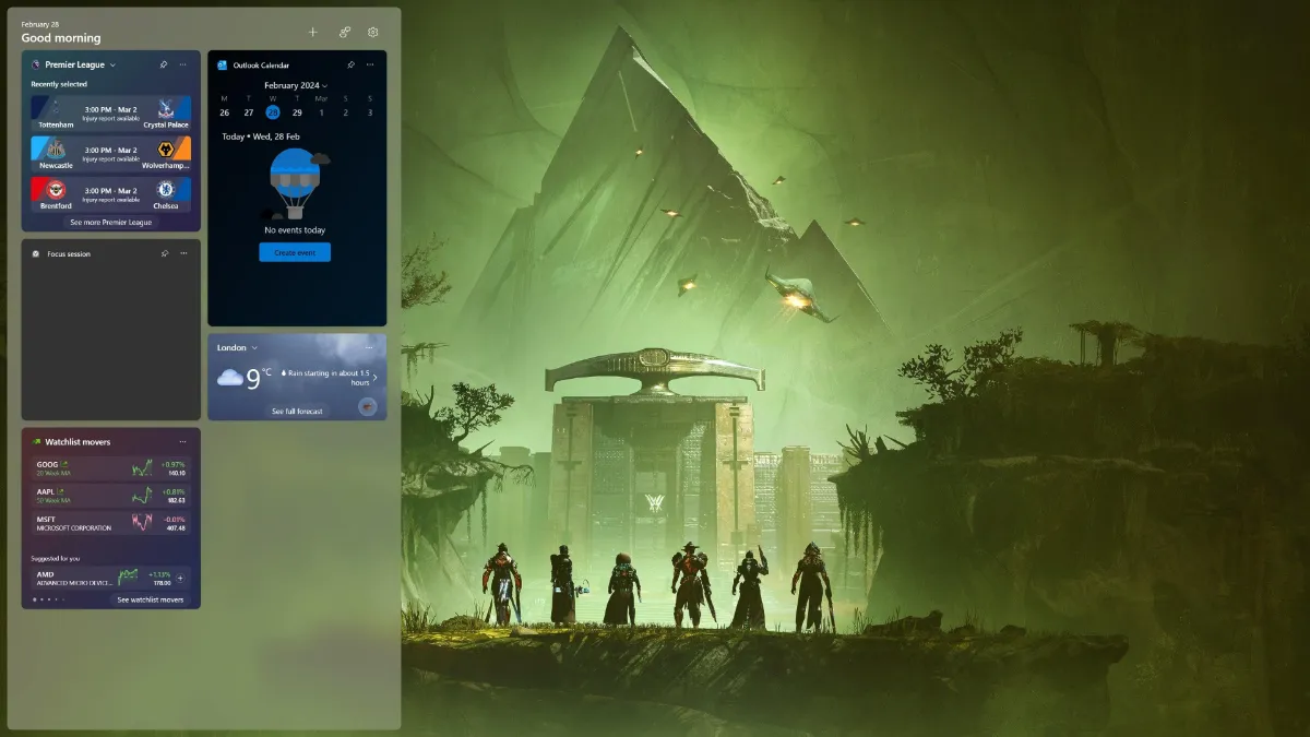 win11 new update widget panel