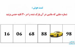 تست هوش : شماره جایی که ماشین در آن پارک شده را در ۳۰ ثانیه حدس بزنید
