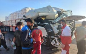 تصادف خونین ۲ تریلی در بزرگراهی که عبورشان در آن ممنوع است