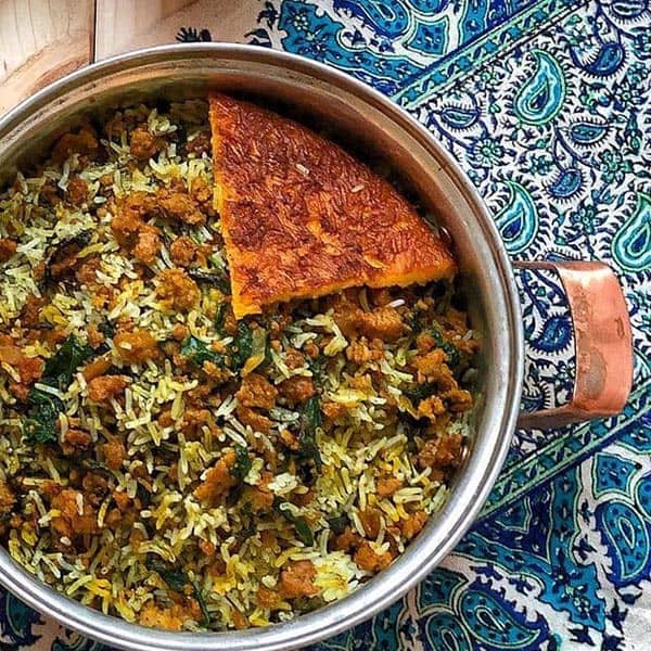 دستور پخت اسفناج پلو با گوشت قلقلی