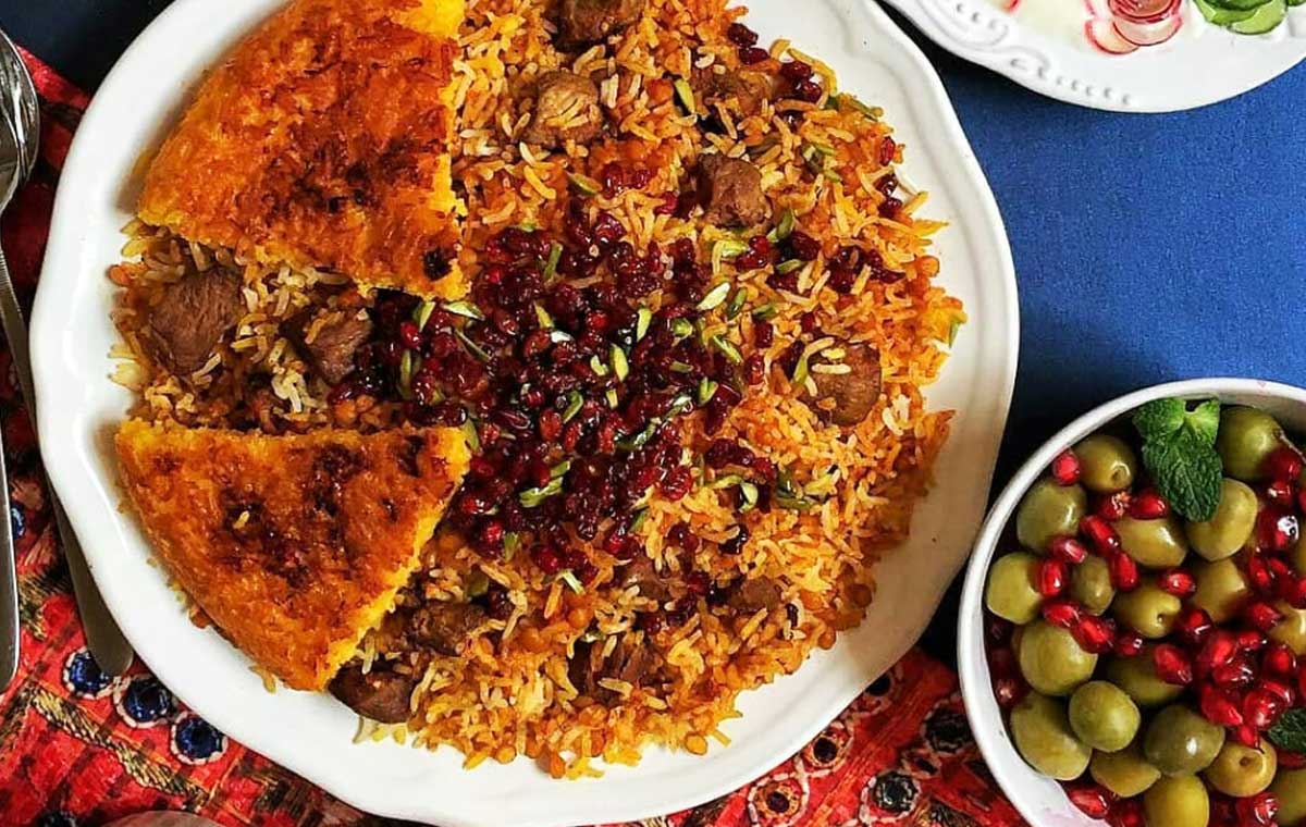 طرز تهیه شاه پلو مجلسی با گوشت