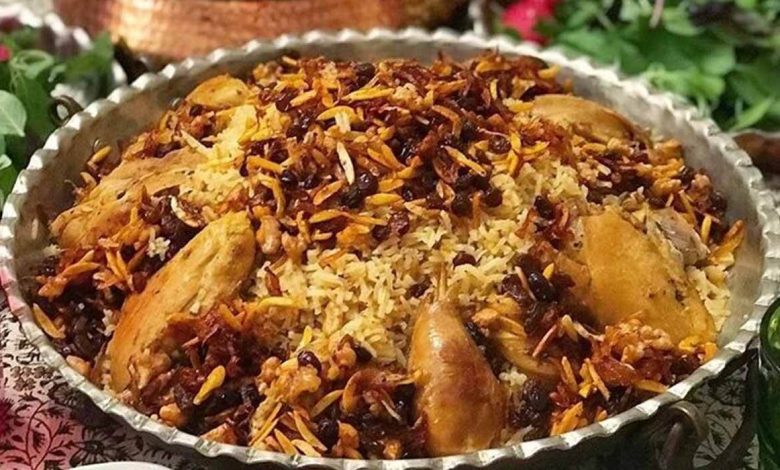 عدس پلو عربی با مرغ