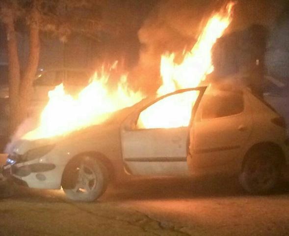 ویدئو / آتش گرفتن پژو ۲۰۶ هنگام سیل وسط خیابان