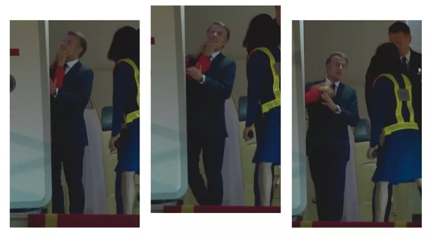 صحنه کتک زدن امانوئل ماکرون توسط  همسرش بریژیت ؛ کاخ الیزه: شوخی بود