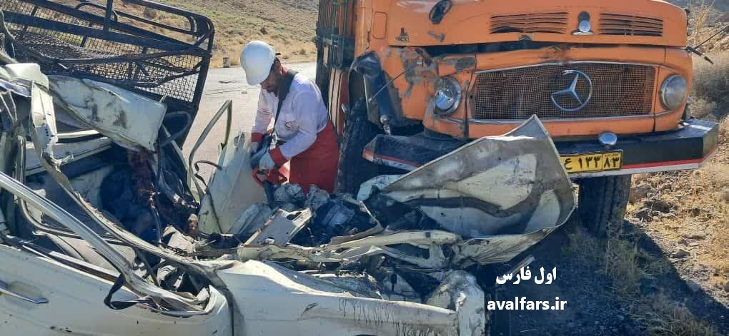 تصویری از حادثه تصادف مرگبار در جاده بختگان-ارسنجان