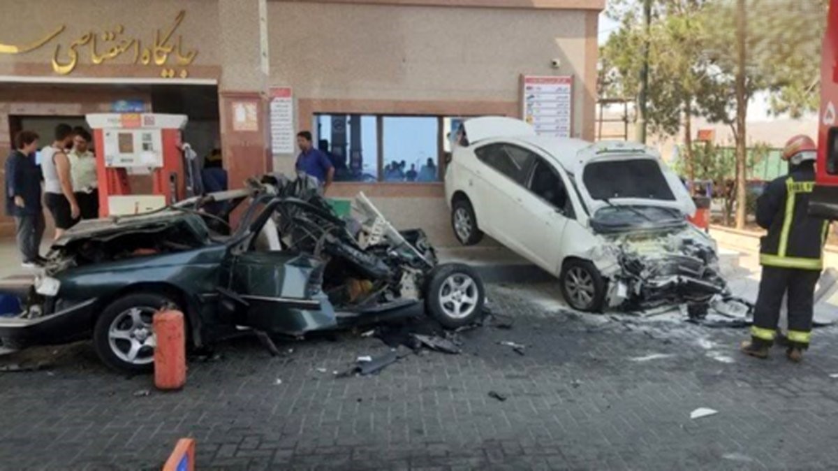 فیلم تصادف هولناک یک خانم در پمپ بنزین مربوط به شیراز نیست