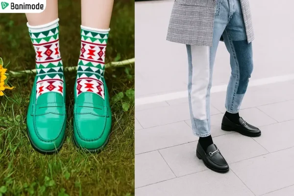 College shoes with socks