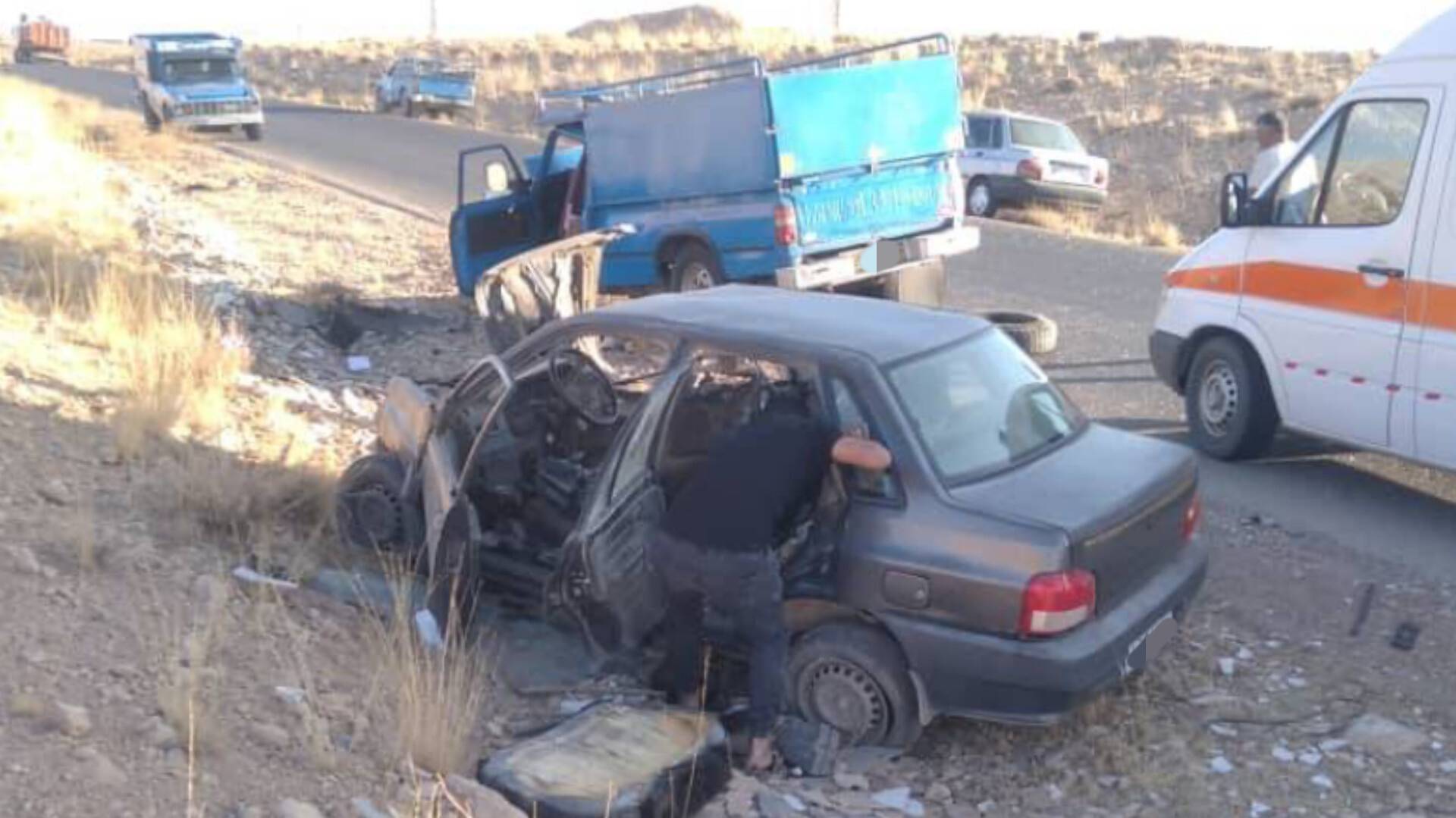 تصادف مرگبار نیسان و پراید در محور سرچهان-قادرآباد: ۲ کشته و ۴ مصدوم