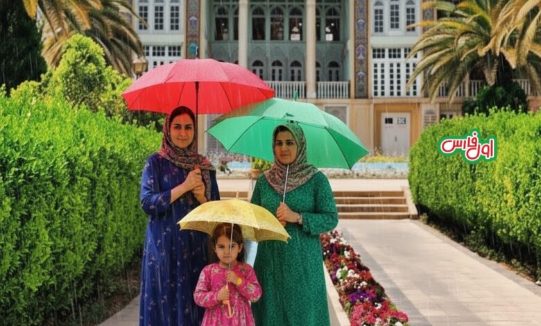 تداوم بارشها در استان فارس تا شنبه؛ سامانه جدید دوشنبه وارد میشود 1 باران در باغ ارم شیراز