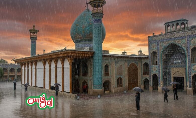 هشدار نارنجی ورود سامانه بارشی و بارندگی سه روزه در استان فارس 1 بارانشاهچراغنارنجی