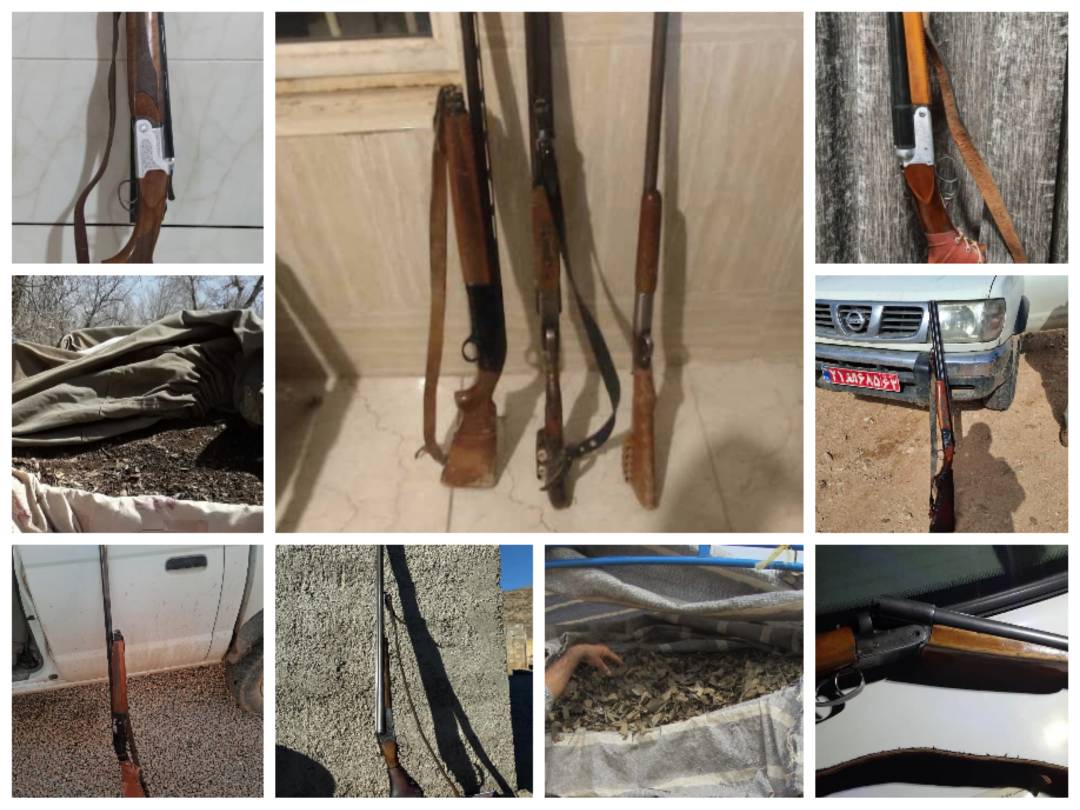 کشف سلاح غیرمجاز و خلع ید ۳۳۸ متر از اراضی مله‌گاله توسط محیط‌زیست شیراز