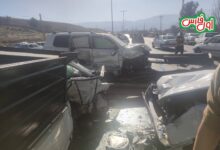 تصویری از تصادف خونین ۴ خودرو در محور شیراز-کوار