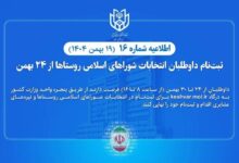 آغاز ثبت‌نام داوطلبان انتخابات شوراهای اسلامی روستایی و عشایری از ۲۴ بهمن/اطلاعیه ستاد انتخابات کشور