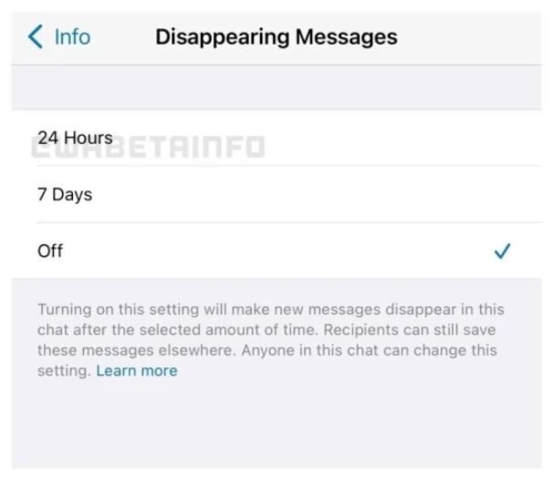 اضافه شدن حذف شدن خودکار پیام‌ها در چت واتس اپ