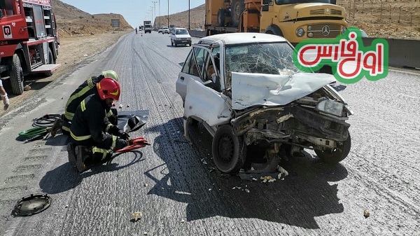 مرگ دلخراش راننده سواری در تصادف با تریلی در جاده شیراز به مرودشت