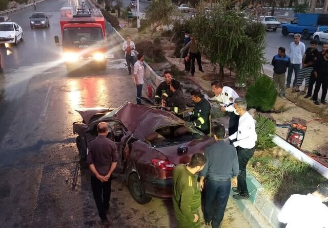 تصادف مرگبار دو خودروی سواری در بلوار چمران و قدوسی غربی شیراز