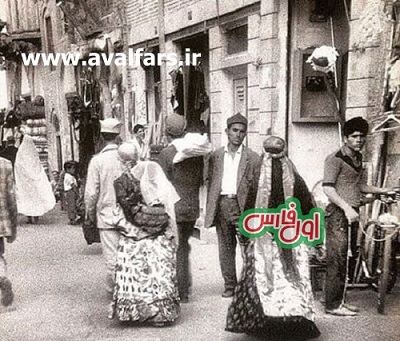 عکسی سیاه و سفید از محله گود عربان شیراز در ۶۰ سال پیش