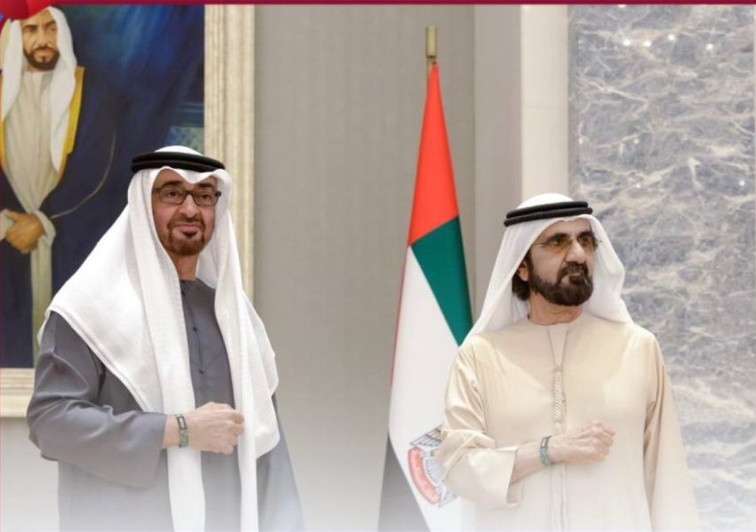 The President of the Emirates, Her Highness Sheikh Mohammed bin Zayed Al Nahyan, and Sheikh Mohammed bin Rashid Al Maktoum, Vice President and Prime Minister of the Emirates and Ruler of Dubai