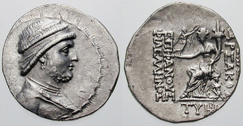 Mithridatesiiyoungسکه نقره با تصویر مهرداد دوم