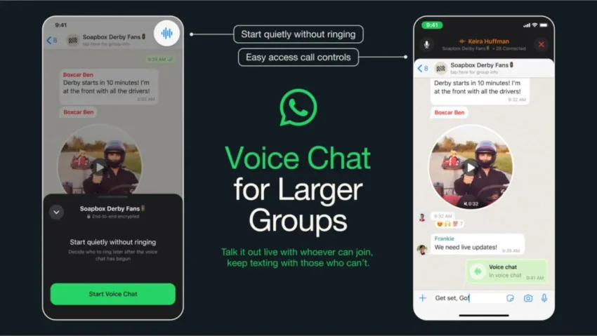 قابلیت چت صوتی زنده و گفت‌وگو با سایر اعضای حاضر در گروه واتساپ