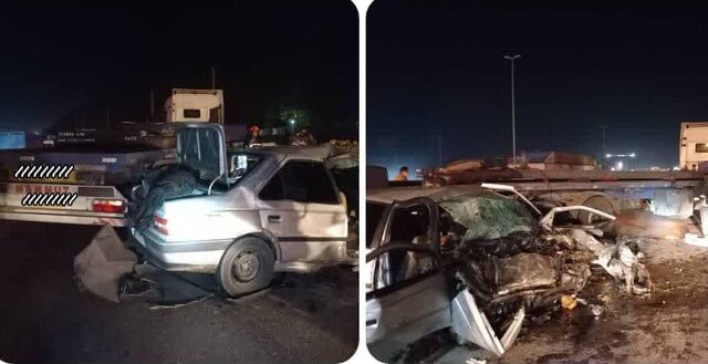عکس|تصادف مرگبار پژوه ۴۰۵ با تریلی در گویم شیراز