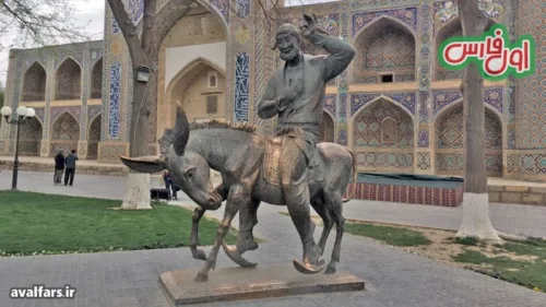 مجسمه ملانصرالدین و خرش در بخارا 