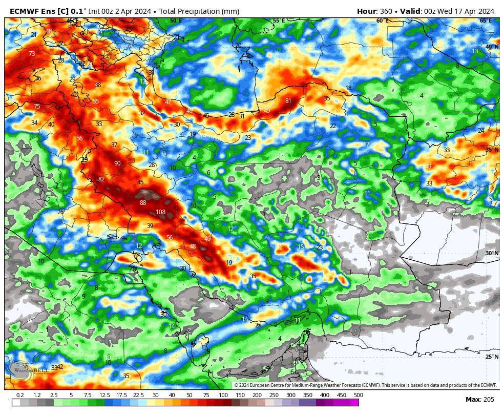 پیش بینی بارندگی در اغلب مناطق کشور برای دهه سوم فروردین+نقشه