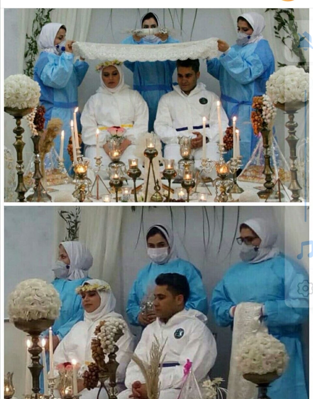 عروسی دو پرستار اهوازی در بیمارستان کرونایی اهواز+تصویر