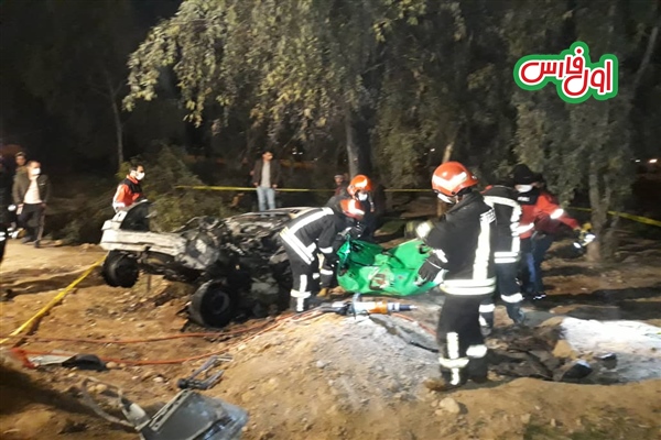 جزئیات حادثه مرگبار برای خودروی ۲۰۶ در شیراز+تصاویر