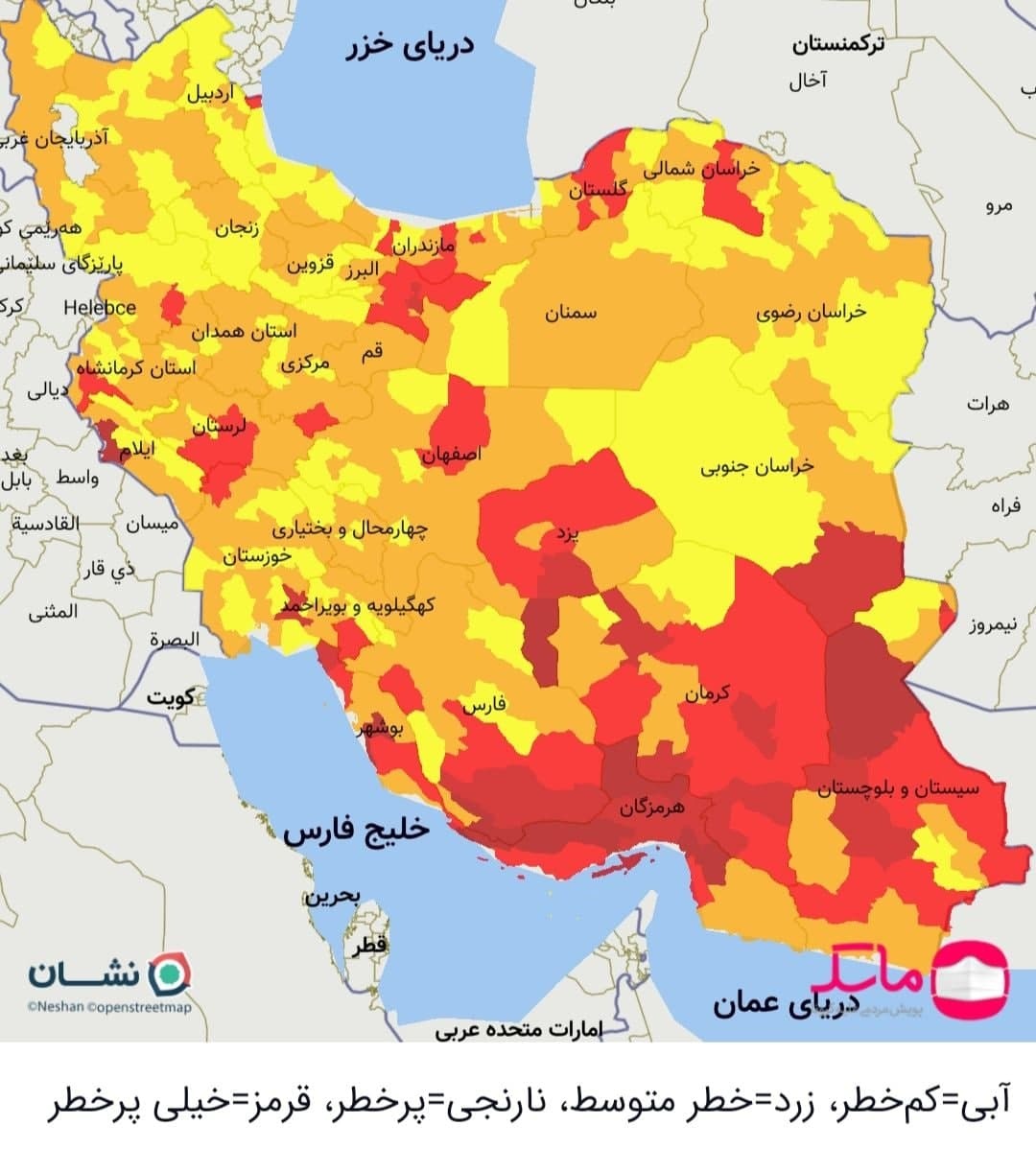 تهران و ۹۱ شهرستان دیگر در وضعیت قرمز کرونا + نقشه جدید رنگ‌بندی کرونا
